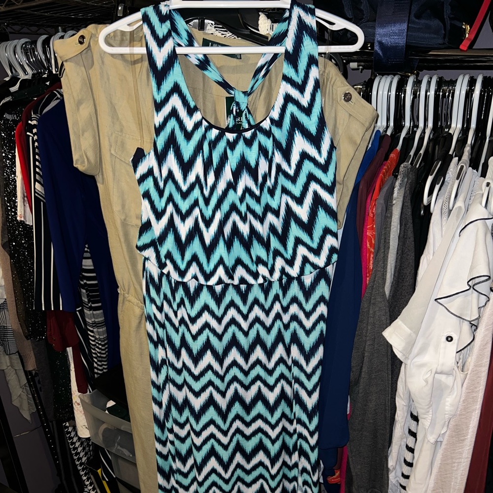 Chevron pattern maxi dress